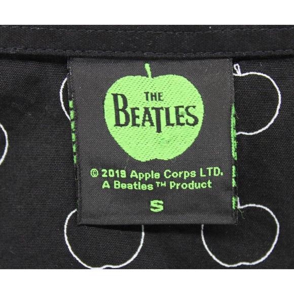 Beatles Men's Drum and Apples Casual Button Down Shirt Black/White Sz Small - Picture 5 of 8